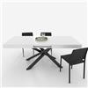 VE.CA.s.r.l. VE.CA - Tavolo allungabile Polinesia - Con porta allunghe - Struttura acciaio nero - Piano legno 150x90 cm - altezza 80 cm - Colore Bianco Lucido - Ideale per tavolo da Pranzo - Made in Italy