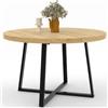IDMarket - SELMA mesa de comedor redonda para 4-6 en madera y negro diseño industrial 110 cm