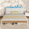 KIMENICH Letto 160x200 Letto con Illuminazione a LED Letto Imbottito 160x200 Base di Ricarica Telaio Letto con Rete a Doghe, Camera da Letto, Bianco