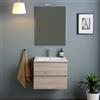 Kiamami Valentina Mobile Bagno Sospeso 60cm 2 Cassetti Berlin Rovere | Lavabo in ceramica bianco, specchio 60x80cm con lampada, chiusura rallentata, effetto legno FSC