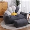 ShEyle Poltrona Sacco Grande, Copertura per Sacco di Fagioli Senza riempimento con Forma di Conchiglia Spalliera, Adatto per 2 Persone Pouff Gamer 134x71x90cm,White+Gray