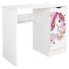 leomark scrivania per bambini in legno, mobile per computer, scrittoio stile moderno, tavolo per imparare e giocare, mobili per la camera dei bambini, motivo Unicorno, Dimensioni: 90cm x 50cm x 77cm.