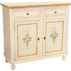 Vicentini arreda CREDENZA NAPOLETANA IN LEGNO AVORIO DECORATA FILO ARANCIONE