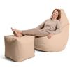 Avalon - Puff Poltrona Sacco Grande con Poggiapiedi Jive Deluxe Sfoderabile, Pouf di Qualità Sartoriale, Bean Bag per Sedersi Ergonomico, Tessuto Antistrappo Impermeabile, Made in IT (Ecrù)