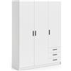 CAESAROO Armadio 147x200H cm Bianco opaco con tre ante e tre cassetti - Bianco