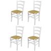 t m c s Tommychairs - Set 4 Sedie Venezia per cucina bar e sala da pranzo in Faggio Laccato Bianco e seduta in paglia