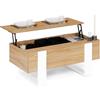 IDMarket - Tavolino rettangolare alzabile PHOENIX in legno e bianco