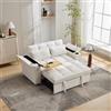 Trdlpyn Divano Letto con Porta USB e Type-C, Tavolino Laterale, Bracciolo Portaoggetti, Divano a 2 Posti con Schienale Regolabili, Allungabile divano Lounge Beige 140,5 x 74 x 82 cm