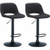CLP Set di 2 sgabelli da Bar Camden I Rivestimento in Tessuto, Colore:Nero, Materiale Base:Metallo Nero Opaco