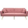 Kebnor Divano letto con funzione letto, angolo regolabile, gambe dorate, con cuscini e tasche laterali di stoccaggio (Rosa)