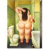 XCPORA Fernando Botero Posters《Il Bagno》Pittura su Tela Arte murale Divertente Fernando Botero Stampe Immagini Creative per l'arredamento della casa 50x70cmx1 Nessuna Cornice