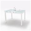 Bissolo Casa Tavolo Allungabile con Vetro Temperato, Struttura in Metallo Bianco, 110x70x75 cm, Estensibile a 170 cm, con 2 Allunghe