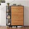 Ztexkee Scarpiera Salvaspazio Slim Scaffali portascarpe con 1 cassetto e 3 scomparti Scarpiera a 2 ante con 4 gambe in legno massello Può contenere 12-16 paia di scarpe 80x24x101cm Nero e arancione
