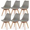 EGGREE - Set di 6 sedie da pranzo, stile rétro, con gambe in legno massello di faggio e imbottitura, colore: grigio