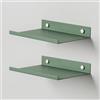 Steelnovo | Ortis, Coppia di Mensole da Bagno in Metallo Verniciato, 2 Mensole da Parete Portaoggetti, 20x3x14 cm, Colore Verde, Design Moderno e Minimal, Porta Accessori, Made in Italy