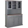 Inter Link - Vetrina - Credenza - Mobile da pranzo - Stoviglie - Legno massiccio FSC - 5 ante - 3 cassetti - Luzerna 6.1 - Grigio/Seppia
