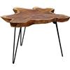Brillibrum Tavolo da soggiorno in teak di design, tavolo pieghevole in legno di teak con struttura in metallo, tavolino da caffè, pieghevole, in legno naturale unico, robusto