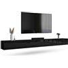 Planetmöbel Mobile TV West, porta TV lungo 320 cm, mobiletto TV sospeso o da appoggio, mobile TV per soggiorno, 2X mobile porta TV 37,8 x 160 x 30 cm, nero