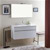 Kiamami Valentina - Mobile Bagno Sospeso 100 Cm Con Cassettone Bianco Effetto Legno | Sole