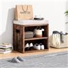 BAKAJI Panca Scarpiera da Ingresso con Cuscino Imbottito ad Alta Densità, Mobiletto Porta Scarpe con 1 Mensola e 2 Scomparti, Salvaspazio e Versatile, Maniglie Ergonomiche 44 x 30 x 40 cm (Industrial)