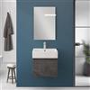 Inbagno Mobiletto Bagno Sospeso Salvaspazio Da 50 Cm In Legno Nobilitato Pietra Linea Kira Con 1 Anta Dalla Chiusura Soft-Close, Completo Di Specchio 50x60 Cm E Lavabo