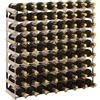Hovothy Scaffale Vino per 72 Bottiglie di Vino 80x22,5x80 cm Beige in Legno Massello di Pino e Metallo Porta Bottiglie Di Vino Cantinetta Portabottiglie Porta Vino Da Terra