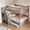 Dolamaní Letto a castello 2-4 per bambini, 140 x 200 cm, con scale, letto a soppalco con & armadietti e protezione dalle cadute, cameretta dei bambini, letto a castello per ragazze e ragazzi (grigio)
