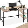 tectake® Scrivania, Scrivania Salvaspazio, Tavolo Studio, Mobile con Ripiano MDF Melaminico, Regolabile, Design Industriale, Arredo casa 140 x 60 x 76,5 cm - Legno Industriale Chiaro, Rovere Sonoma