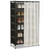 Generico Scarpiera 7 Ripiani con Tenda, Nero, Struttura in Metallo e Ripiani in Stoffa, 58x26x110 cm, Organizer Salvaspazio per Ingresso Camera Ripostiglio