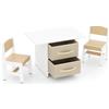 LIFEZEAL Tavolo per bambini con 2 sedie, in legno con vano portaoggetti, multifunzione, per bambini dai 4 anni in su (beige)