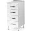Linea Azzurra Base 40 Cassettiera Cucina Componibile Mobile con 4 Cassetti in Legno Made in Italy H85xL40xP50 cm Elegante Funzionale Facile da Montare (Bianco Frassinato)