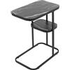 JDBDU Tavolino con 2 ripiani, in marmo, a forma di C, per soggiorno, ufficio, caffè, dormitorio, 50 x 30 x 58 cm (nero)