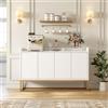 FOERPL Credenza Sala da Pranzo FOERPL, Buffet Basso con 4 Ante e Supporto in Metallo per Soggiorno Cucina Corridoio (Bianco)