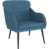 vidaXL Poltrona Blu 63x76x80 cm Velluto, poltrona relax, poltrona per camera da letto, arredamento camera da letto, poltrona da soggiorno, sofà