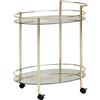 WOHNLING Servizio Design Mini Bar Mobile 67x79 cm Oro | Tavolino su Ruote Carrozza Ristorante con Piano in Vetro Bianco Carrello da Cucina | Carrello da tè con Vetro Smerigliato