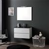 Kiamami Valentina - Mobile Bagno Sospeso 80Cm Bianco Legno Con Lavabo Nero Opaco | Berlin