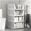 HUOLE Set di 4 grandi organizzatori portaoggetti pieghevole, impilabile, in plastica, cassetto scorrevole per camera da letto e bagno, 33,5 x 43 x 72 cm, colore bianco