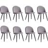 BenyLed Set di 8 Sedie da Sala da Pranzo; Sedie da Cucina con Rivestimento in Velluto Moderno, Sedie da Soggiorno con Gambe in Metallo Nero (Grigio)