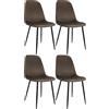 CLP Sedia da pranzo set di 4 imbottita Maryam, cucina, soggiorno e camera da letto con schienale, capacità 150 kg Colore:marrone;Materiale:Velluto