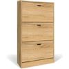 eacommerce Scarpiera in Legno Mobiletto Scaffale Organizer Scarpe Doppio Scomparto Slim (Rovere Nodato, 3 Ante - 63x24x115H cm)