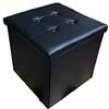 Lovely Home Pouf in Ecopelle colore nero,contenitore misura grande 50 x 50 x 50 Cm, Pieghevole