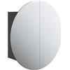 vidaXL Armadio da Bagno con Specchio Rotondo e LED Nero 47x47x17,5 cm