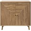 Calicosy - Credenza a 2 ante effetto lame a L - Bottoni dorati e gambe in legno decorazione quercia - Collezione Eden - Mobile portaoggetti - Soggiorno, Sala da pranzo - L 80 x P 39 x H 75 cm