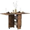 HOMCOM Tavolo da Pranzo Pieghevole, Tavolo Cucina a Ribalta per 6 Persone, Scrivania Richiudibile Salvaspazio con 2 Ripiani Aperti e Ruote a Freno, per Soggiorno, Ufficio, 140x75x74cm, Marrone Rustico
