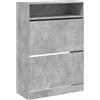vidaXL Scarpiera 2 Cassetti Ribaltabili Grigio Cemento 80x34x116 cm