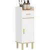 HOMCOM Mobile da Bagno Stretto, Mobile da Bagno Autoportante con Gambe in Legno, Cassetto e Mensola Regolabile, per Salotto, Cucina, Ingresso, Bianco