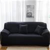 Odot Copridivano 4/3/2/1 Posti Poliestere Colore Scuro, Copridivano Elasticizzato Universale, Copri Divano AntiGraffio, Copri Divano con Braccioli, Fodera Divano Antiscivolo (2 posti,Nero)