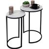 Mendler Set 2X tavolini Eleganti da Salotto HWC-K46 Effetto Marmo Bianco Nero