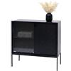 Mendler Comò HWC-O90, armadietto credenza highboard, vetrinetta ante scorrevoli in metallo 85x80x45cm - nero