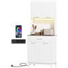 HOMCOM Credenza Cucina Mobile Dispensa con Luci LED 71x40x180 cm Bianco